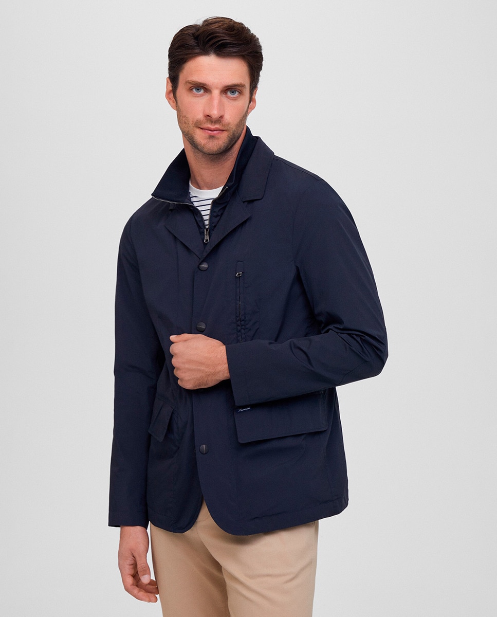 Casaco Estilo Blazer com Peitilho Azul-marinho-4