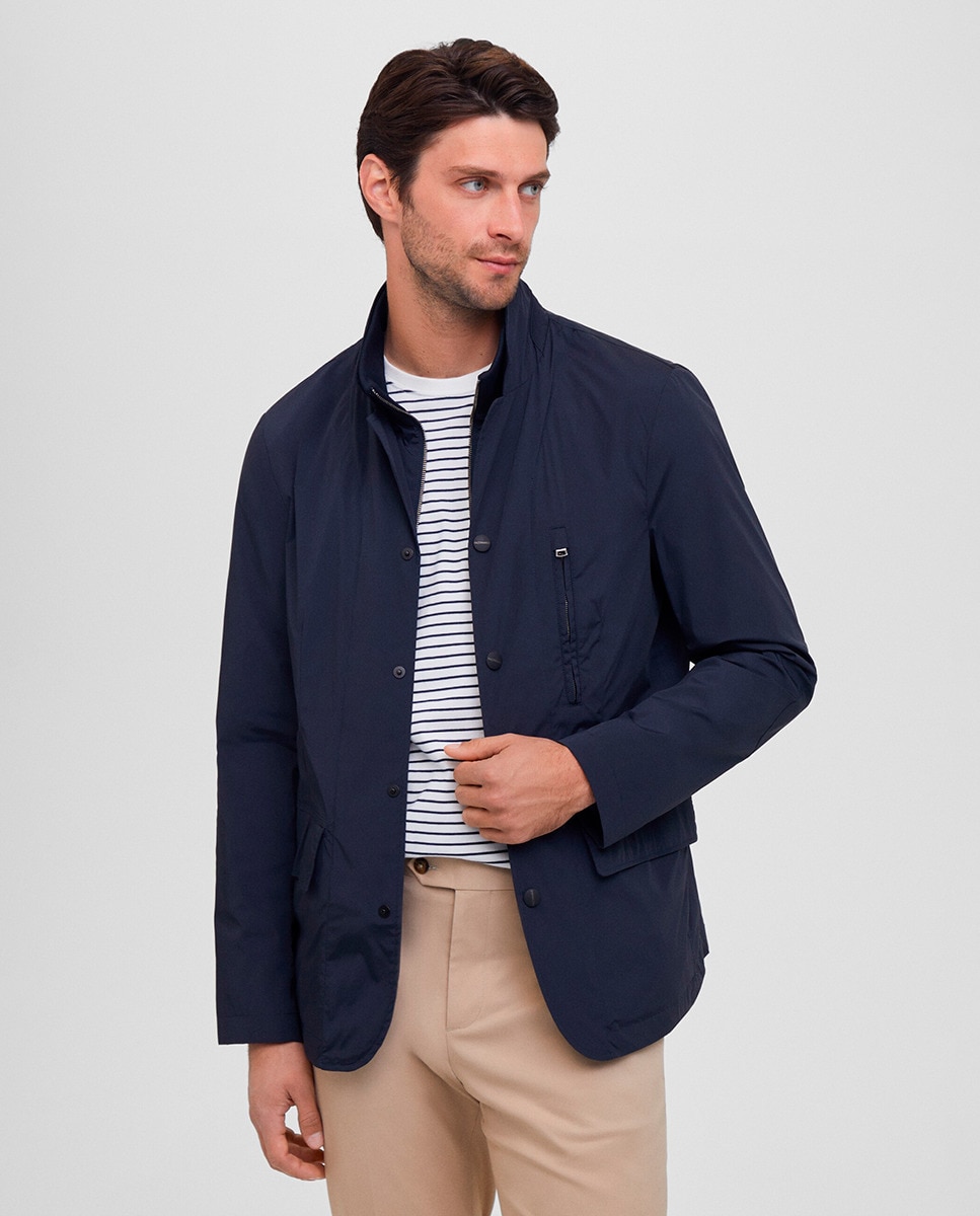 Casaco Estilo Blazer com Peitilho Azul-marinho-1