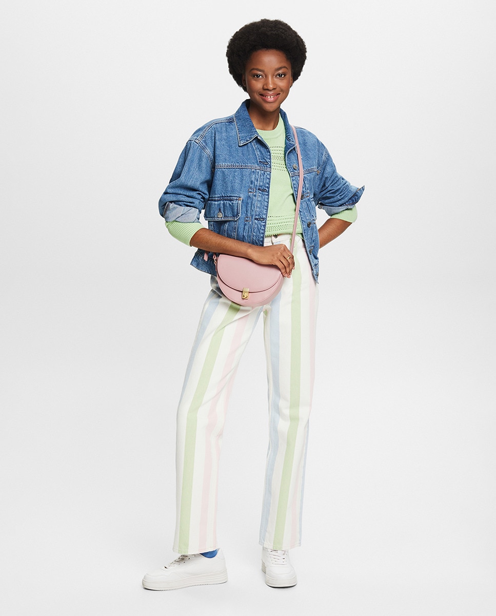 Camisola de Malha Rendilhada Relaxed Fit em Algodão Verde-claro-5