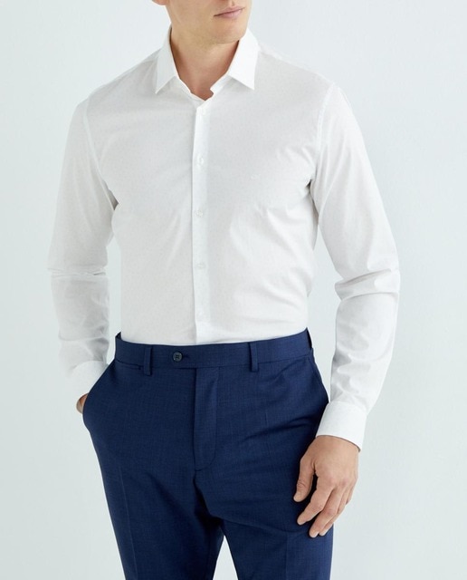 Imagen 0 de Camisa de vestir de hombre de corte slim en color blanco mini print