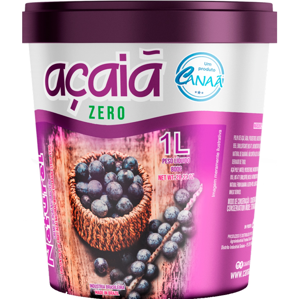 Açaiã Creme de Açaí Natural Zero embalagem 1 L