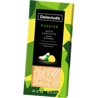 Chocolate Branco de Lima e Coco tablete 120 g - Delaviuda