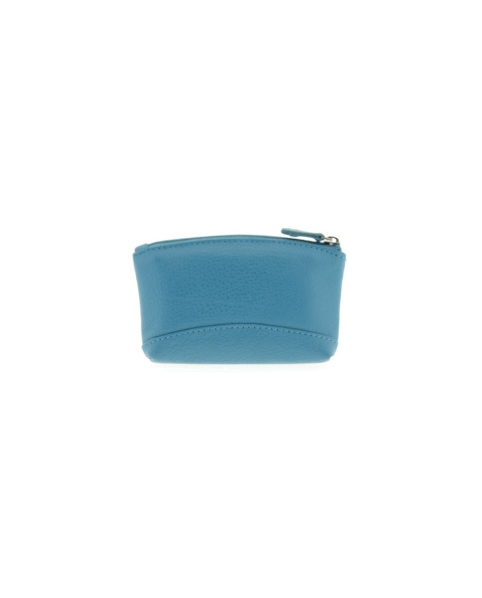 Porta-Moedas Pequeno em Couro Macio Azul Céu-3