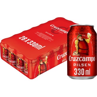 cerveza rubia tipo Pilsen pack 28 latas 33 cl - Cruzcampo