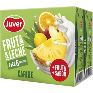 bebida de zumo de frutas Caribe con leche desnatada a partir de concentrado pack 6 briks 200 ml - Juver