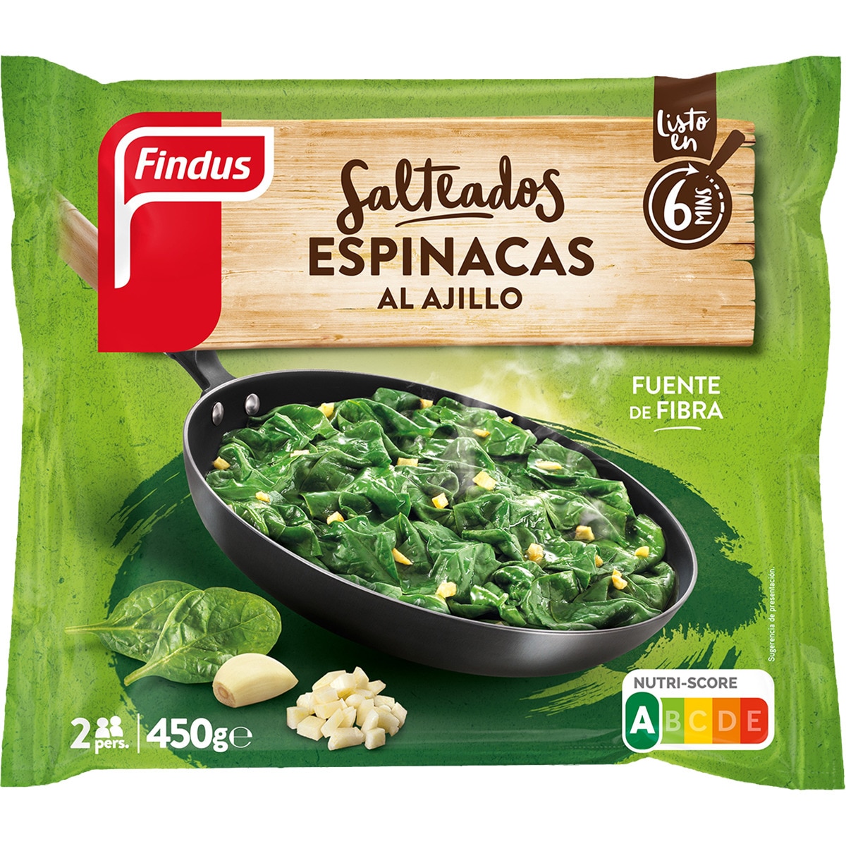 tradicionales espinacas al ajillo 2 raciones bolsa 450 g