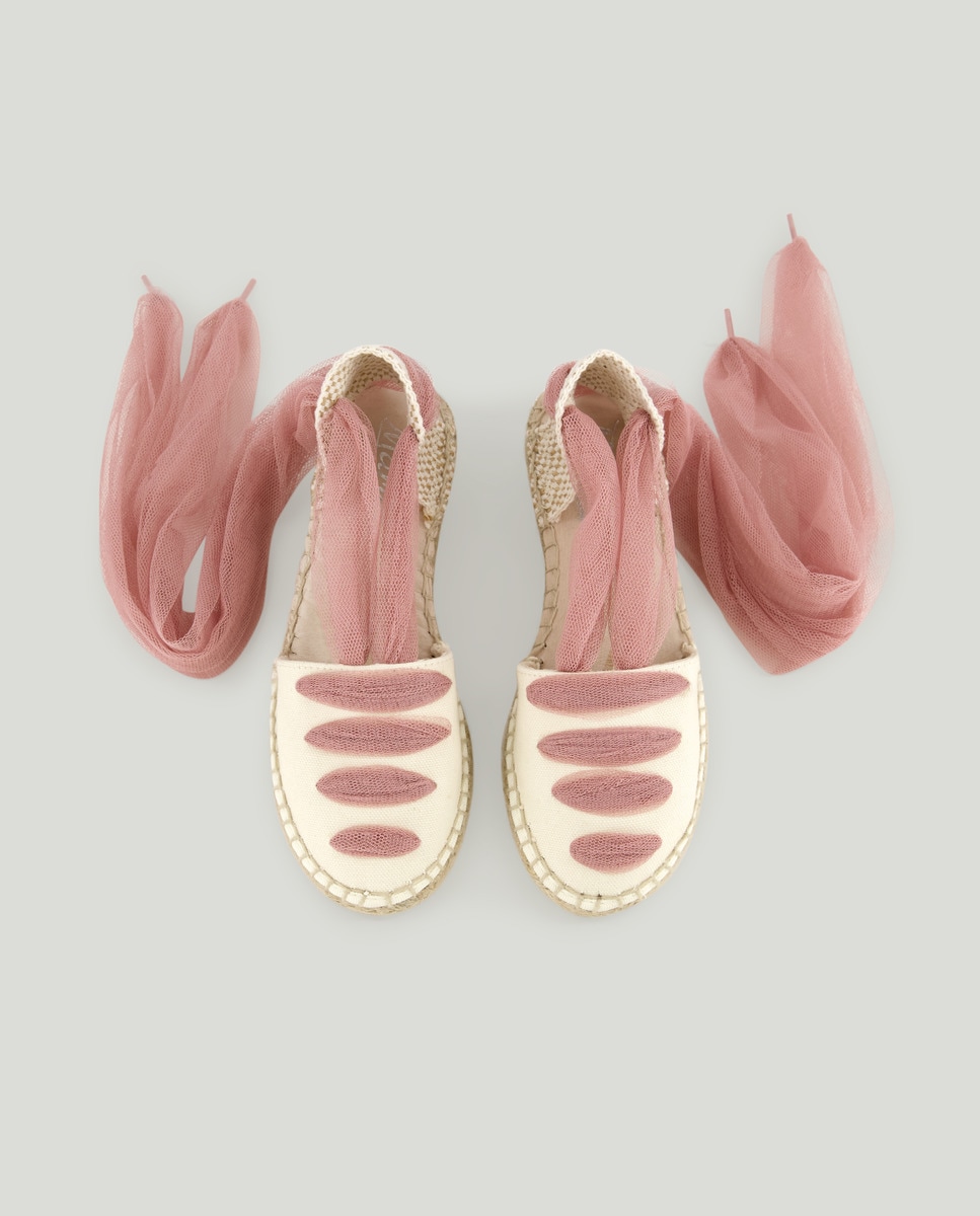 Alpercatas com Tira de Tule e em Juta Rosa-4