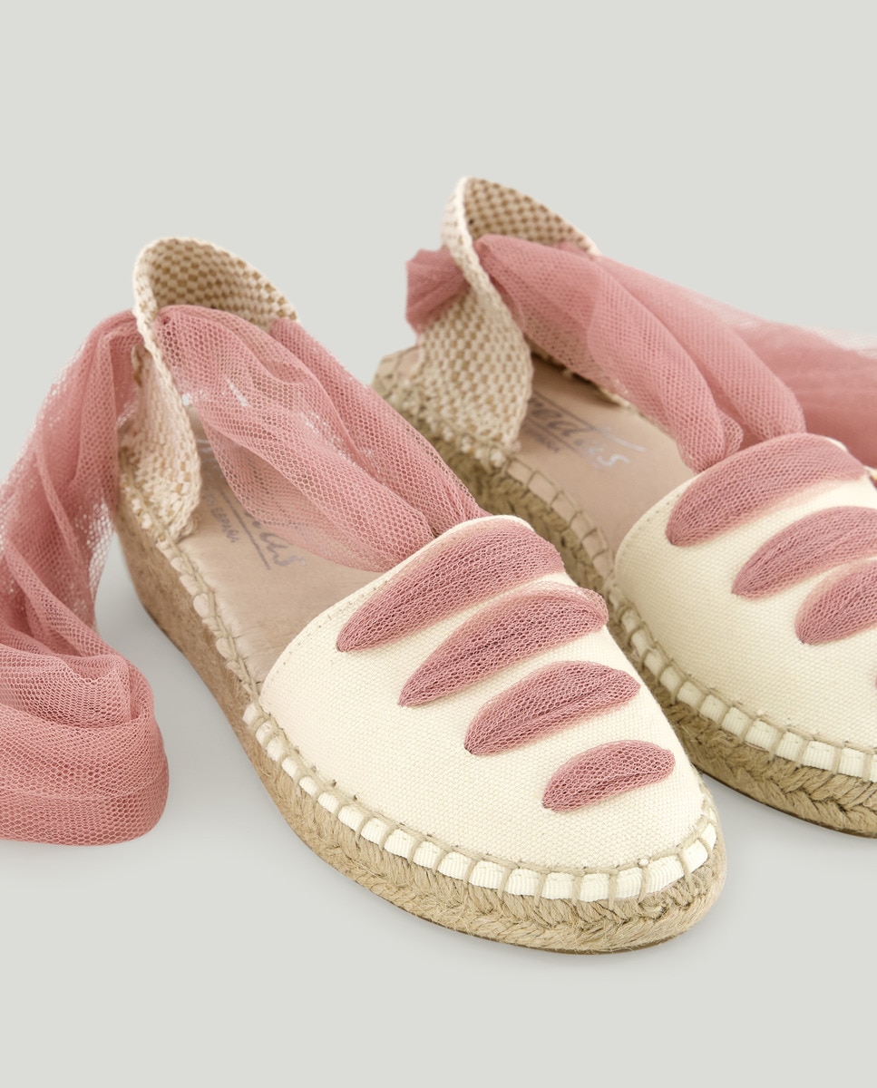 Alpercatas com Tira de Tule e em Juta Rosa-5