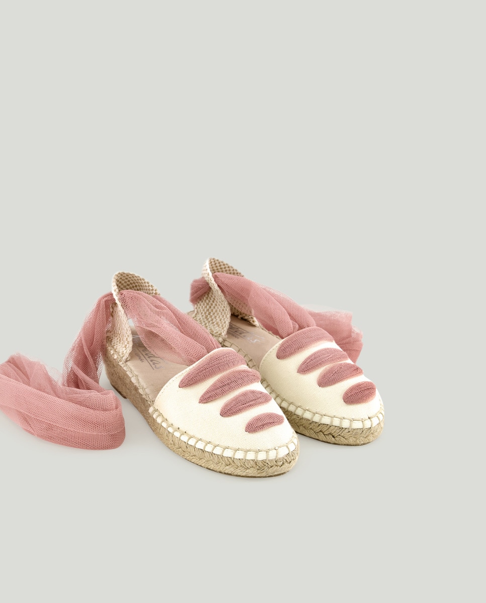 Alpercatas com Tira de Tule e em Juta Rosa-2