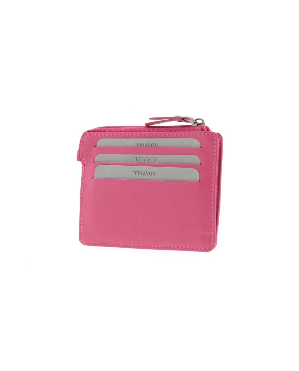Porta Cartões Couro com Compartimento Moedas Rosa-3