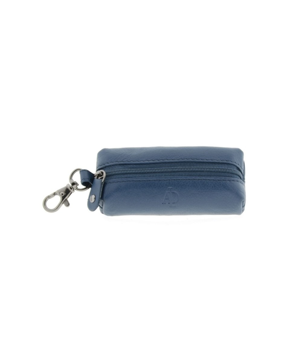 Chaveiro com Porta-Moedas em Couro Azul-1