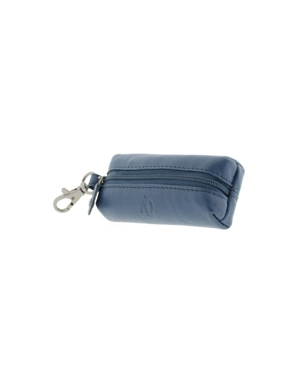 Chaveiro com Porta-Moedas em Couro Azul-3