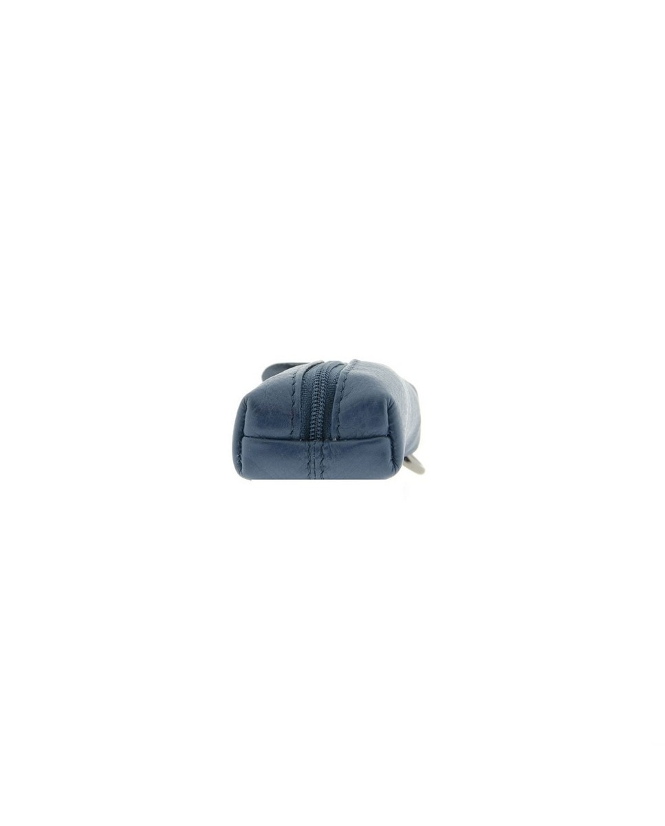 Chaveiro com Porta-Moedas em Couro Azul-5