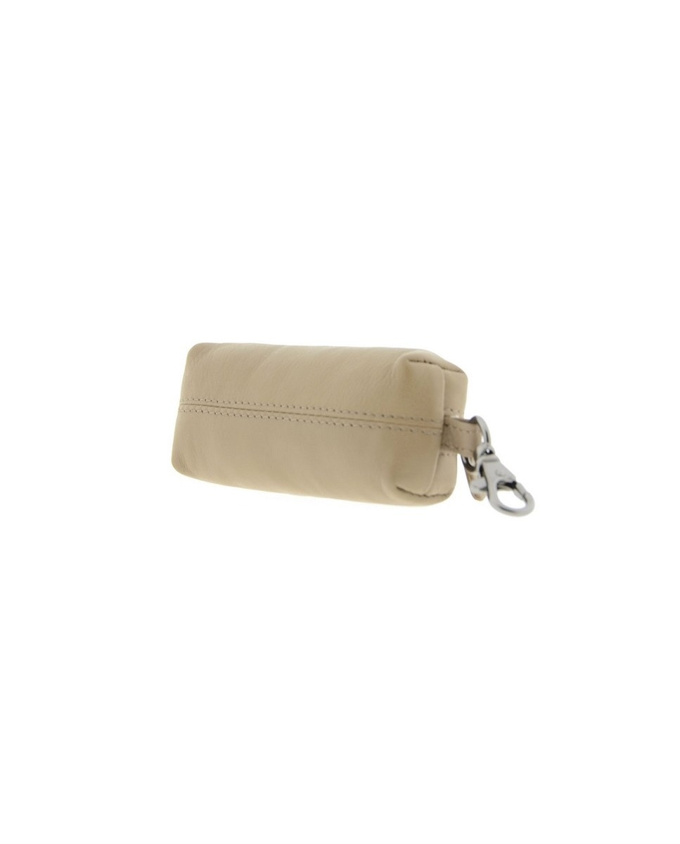 Chaveiro com Porta-Moedas em Couro Bege-2