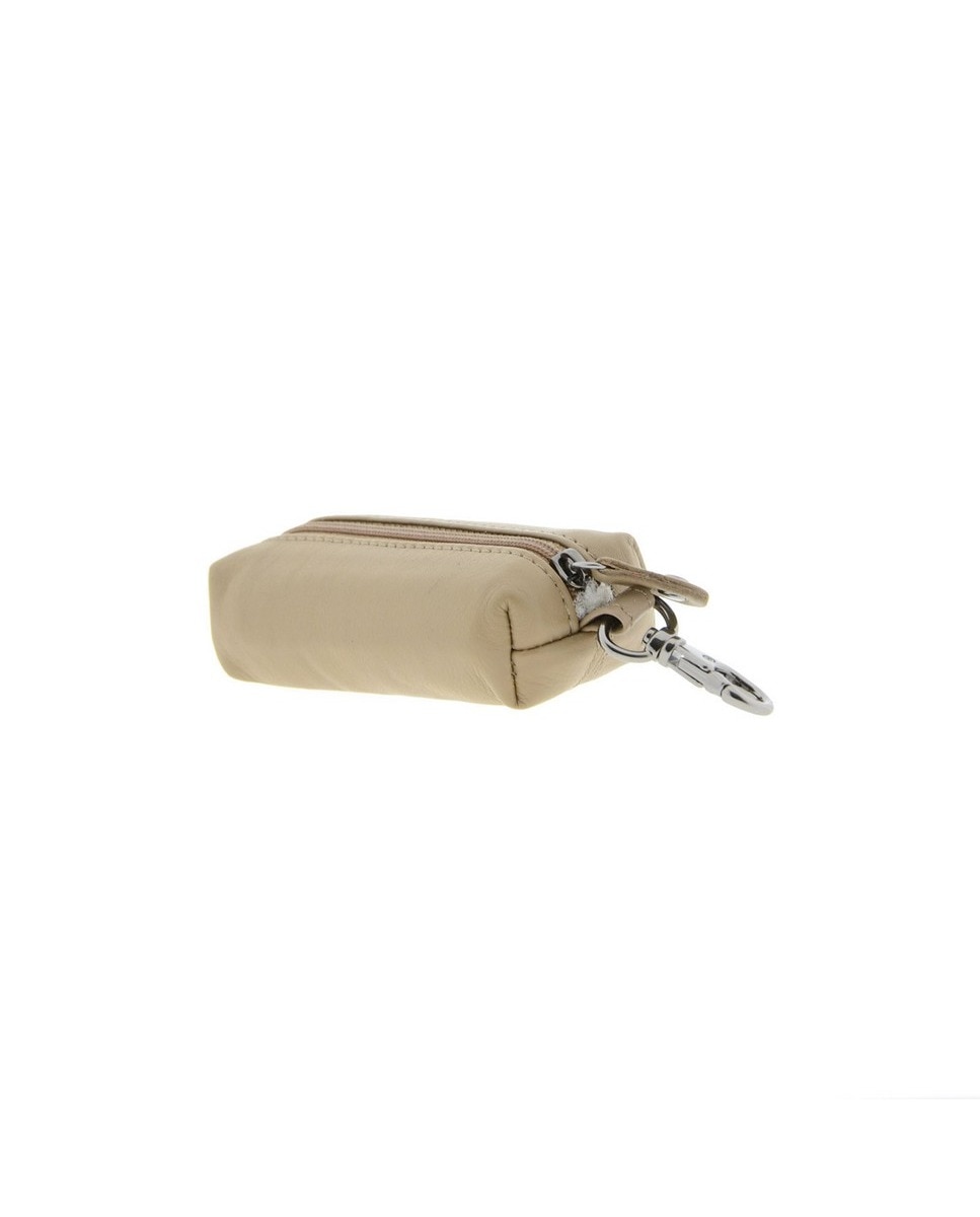 Chaveiro com Porta-Moedas em Couro Bege-3
