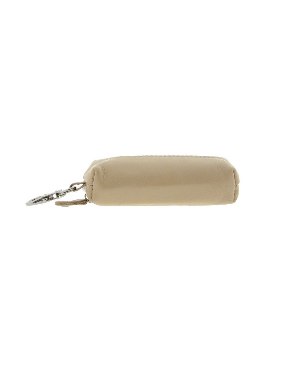 Chaveiro com Porta-Moedas em Couro Bege-4