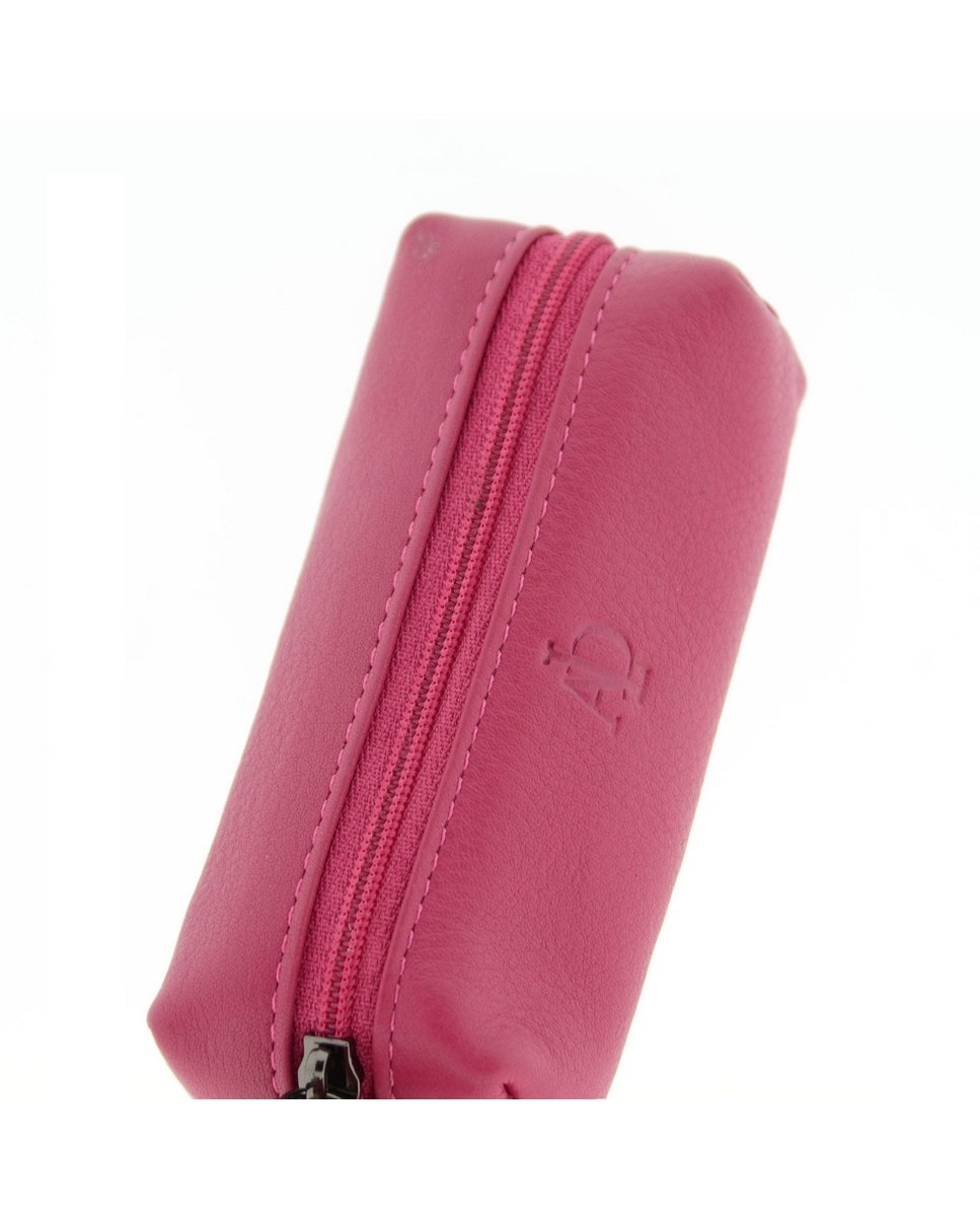 Chaveiro com Porta-Moedas em Couro Rosa-4