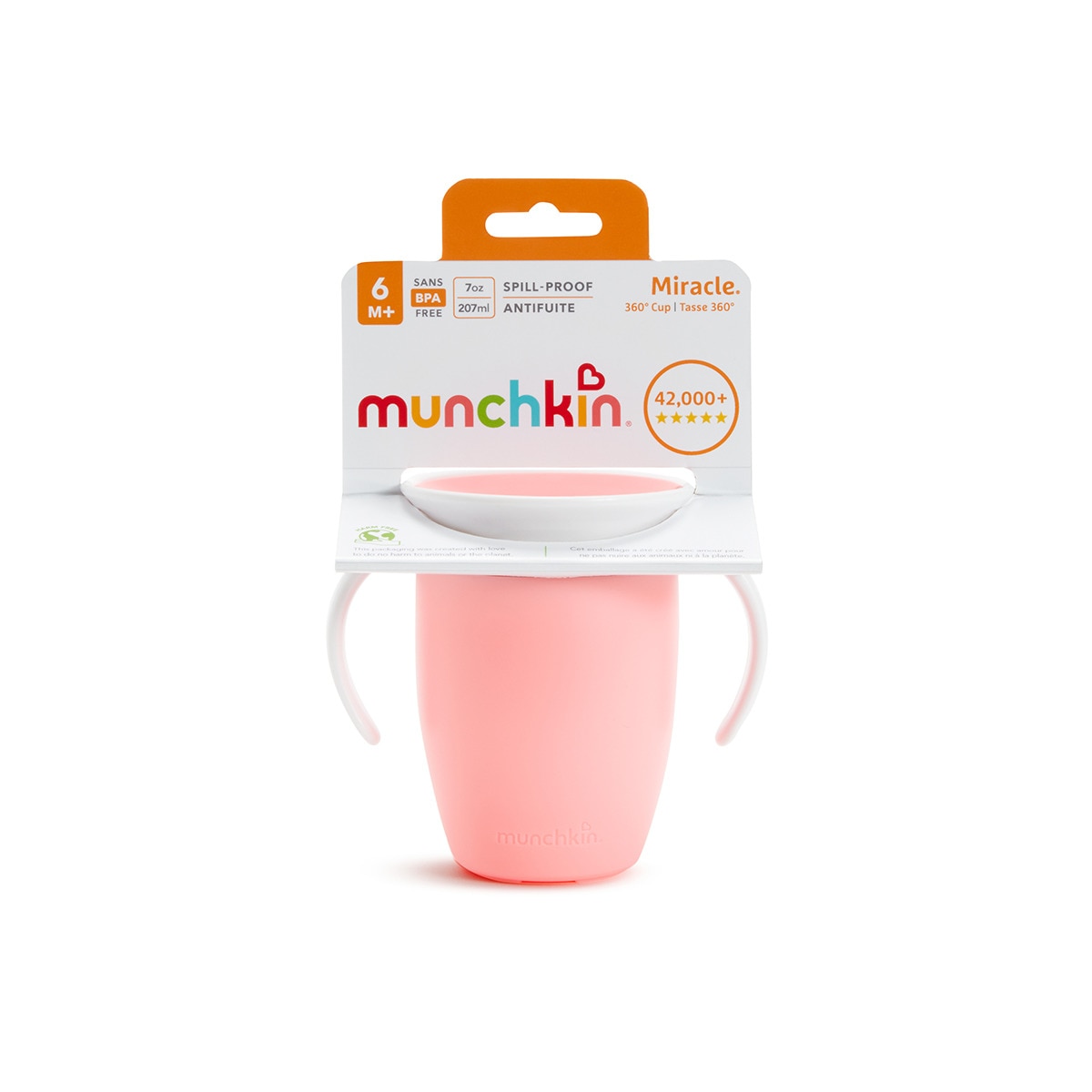 Taza de aprendizaje 360° Munchkin Miracle con asas 200ml Rosa Flamingo-3
