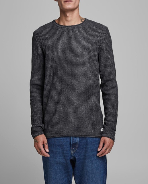 Imagen 0 de Jersey con algodón orgánico de hombre azul con cuello caja