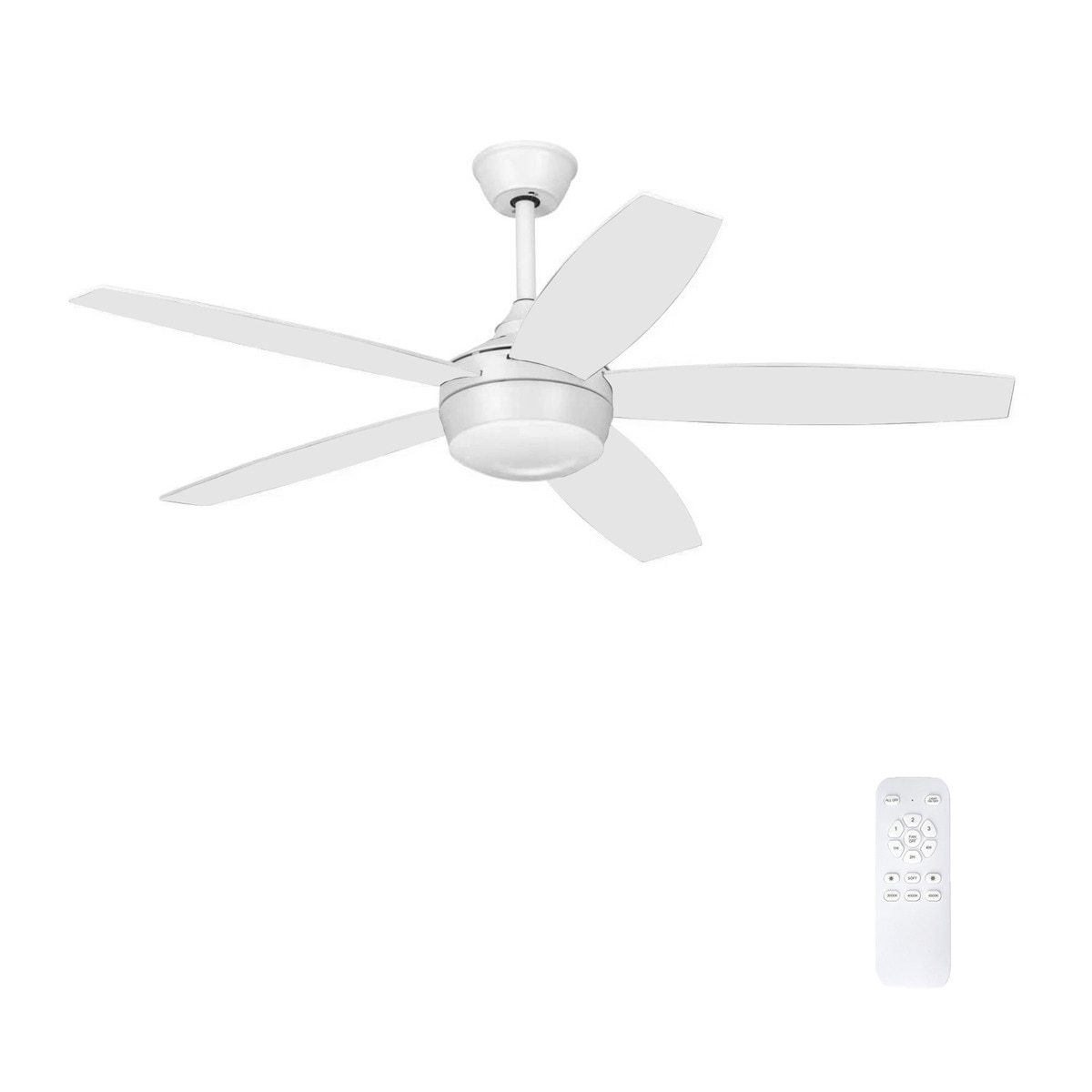 Ventilador de techo 5 Aspas 50 W con Luz LED 24 W Ø 132 cm Blanco / Madera-1