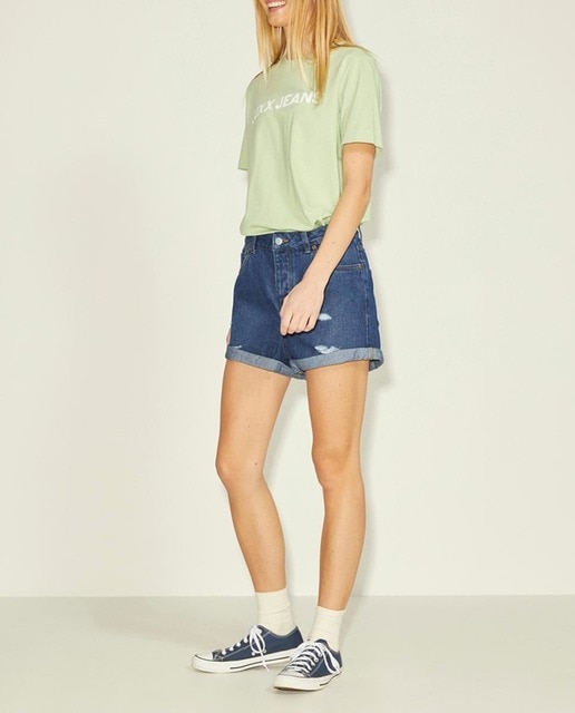 Imagen 0 de Bermuda vaquera de mujer color azul con rotos