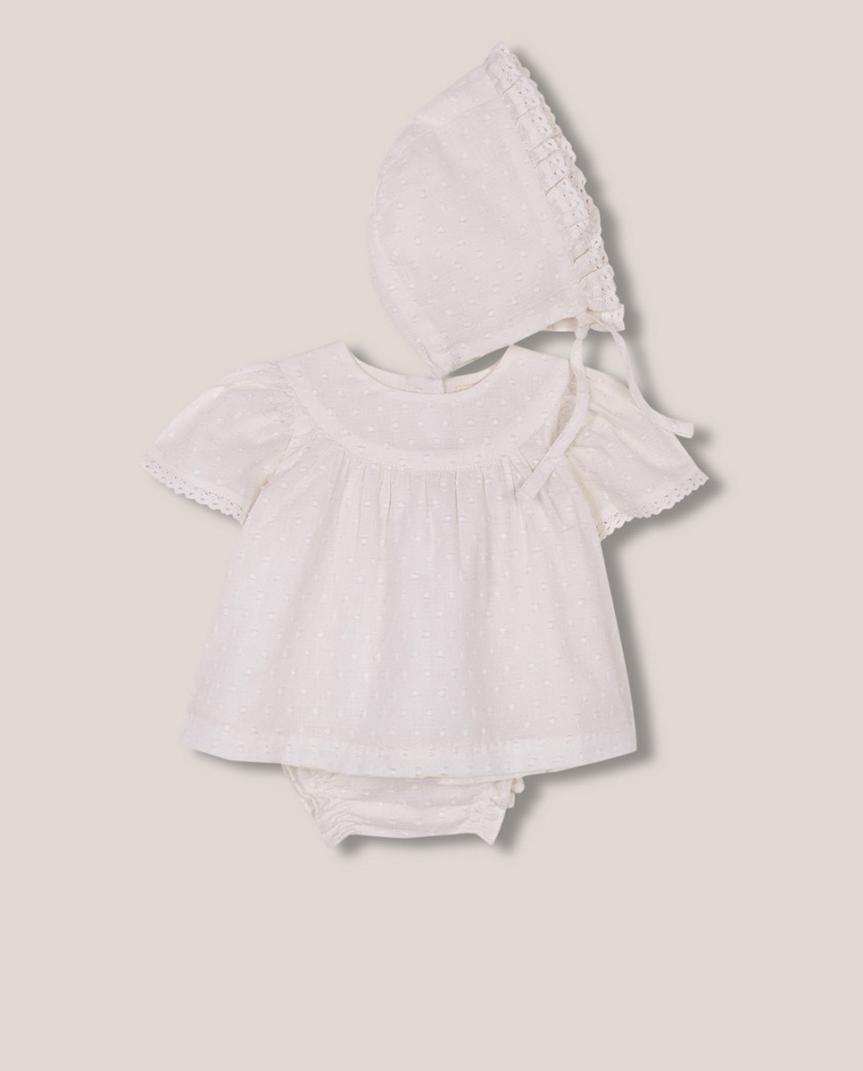 Conjunto com Touca e de Plumetti Branco-1