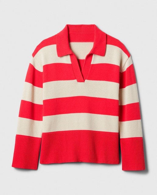 Imagen 0 de Jersey de mujer de rayas con  cuello polo