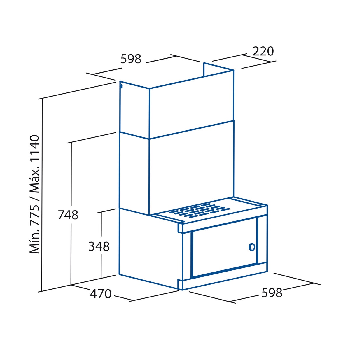 Campana decorativa Cata 3 velocidades, con microondas integrado - CHORUS XBK/C Inox / Negro-2