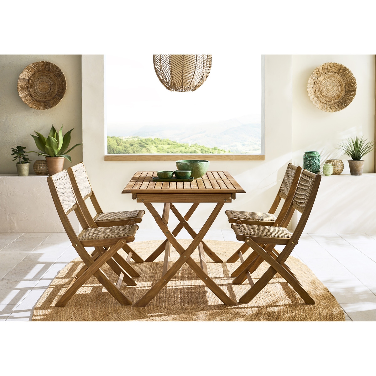 Mesa de jardín extensible y plegable de madera de acacia Baiona El Corte Inglés Natural-9