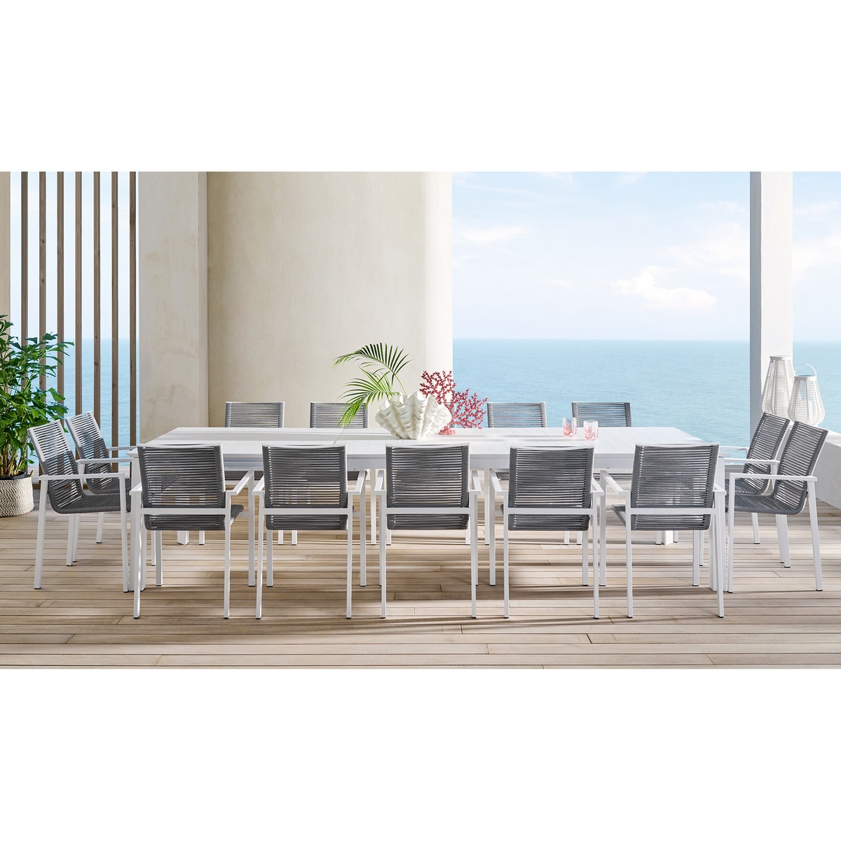 Mesa de Refeições de Jardim Extensível de Alumínio Chicago Branco-8