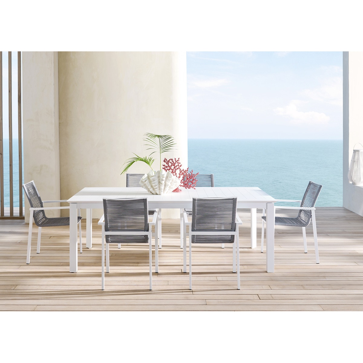 Mesa de Refeições de Jardim Extensível de Alumínio Chicago Branco-7