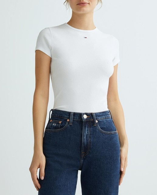 Imagen 0 de Camiseta de mujer de manga corta y tejido rib