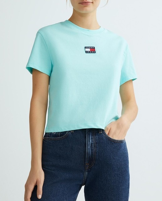 Imagen 0 de Camiseta de mujer de manga corta largo crop