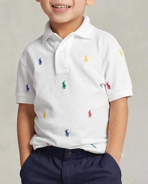 Imagen 0 de Polo de niño en blanco con microbordado