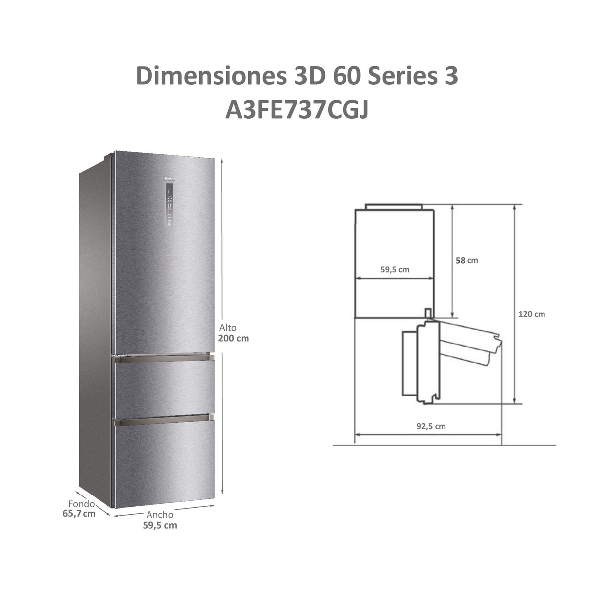 Frigorífico Combi Haier Total No Frost 3D 60 Series 3 - A3FE737CGJ Inox-4