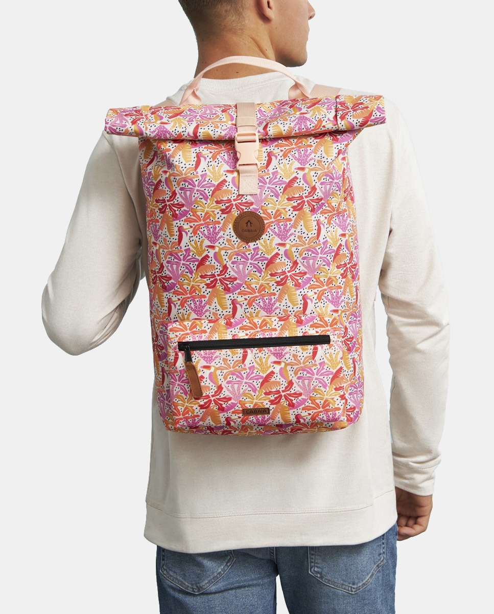 Mochila Unissexo Starter Mendoza Medium em Material Reciclado e Repelente à Água - Laranja Multicolor-2