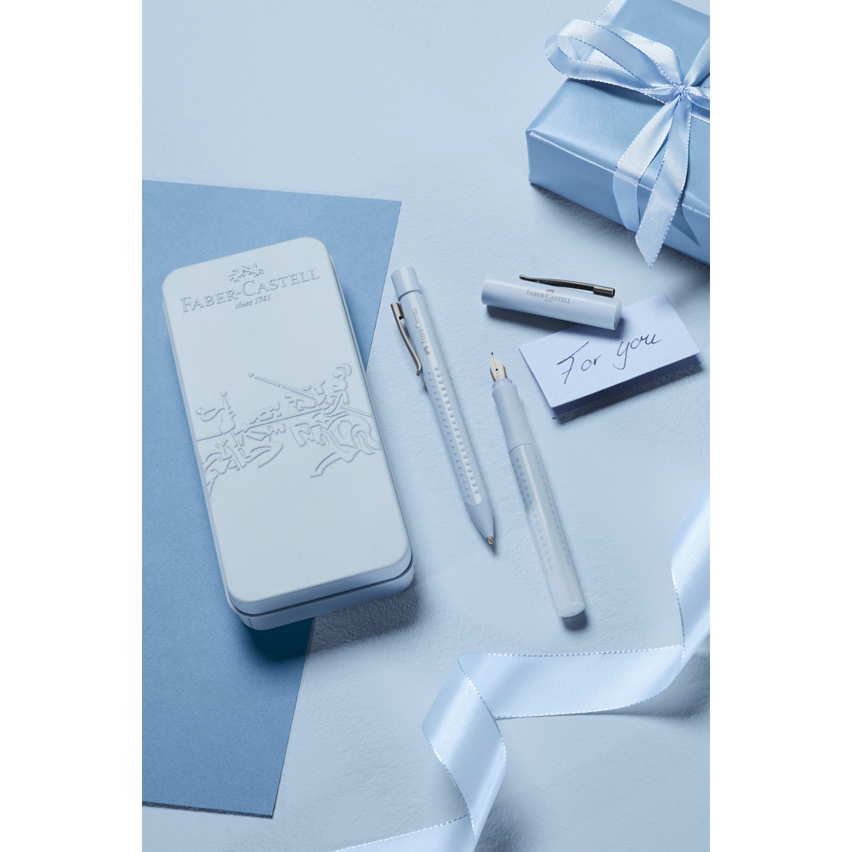 Caixa de presente Faber-Castell azul celeste harmony Grip 2010 Sky Blue-4