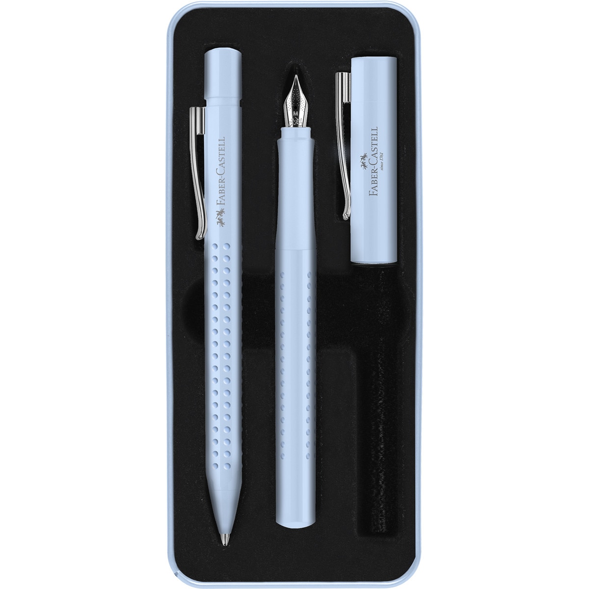 Imagen 0 de Caja de regalo harmony con Pluma y Bolígrafo Grip 2010 Faber-Castell sky blue