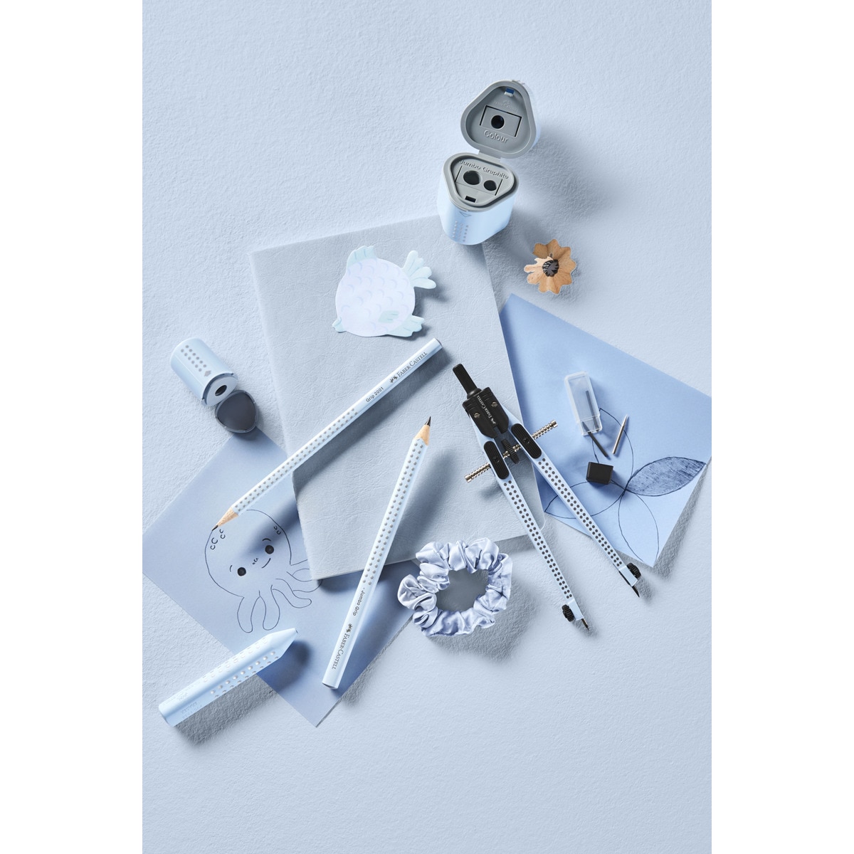 Mini afilalápices grip 2001 sencillo con deposito Faber-Castell color sky blue Sky Blue-3