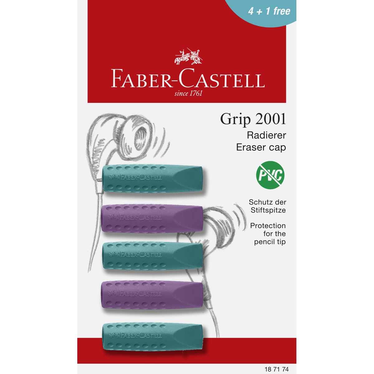 Imagen 0 de Blíster con 5 gomas guardapuntas grip 2001 Faber-Castell