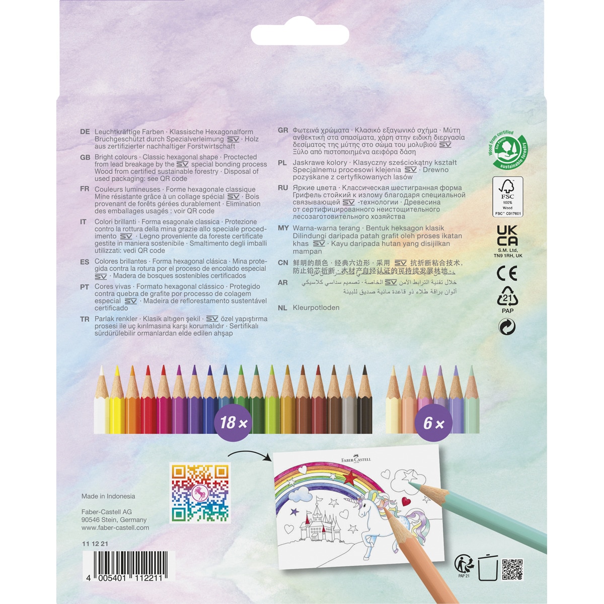 Pack 18 + 6 lápices de color escolares unicornio Faber-Castell Multicolor-2