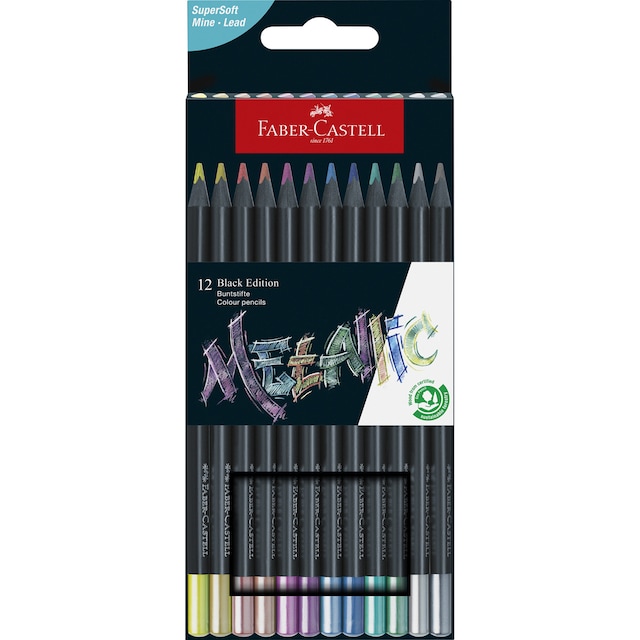 Imagem 0 de Conjunto de 12 cores metálicas Faber-Castell de edição preta.