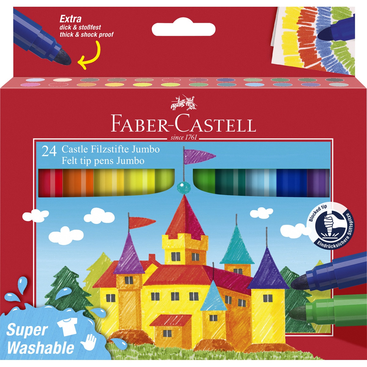 Pack de 24 rotuladores jumbo serie roja Faber-Castell. Multicolor-1