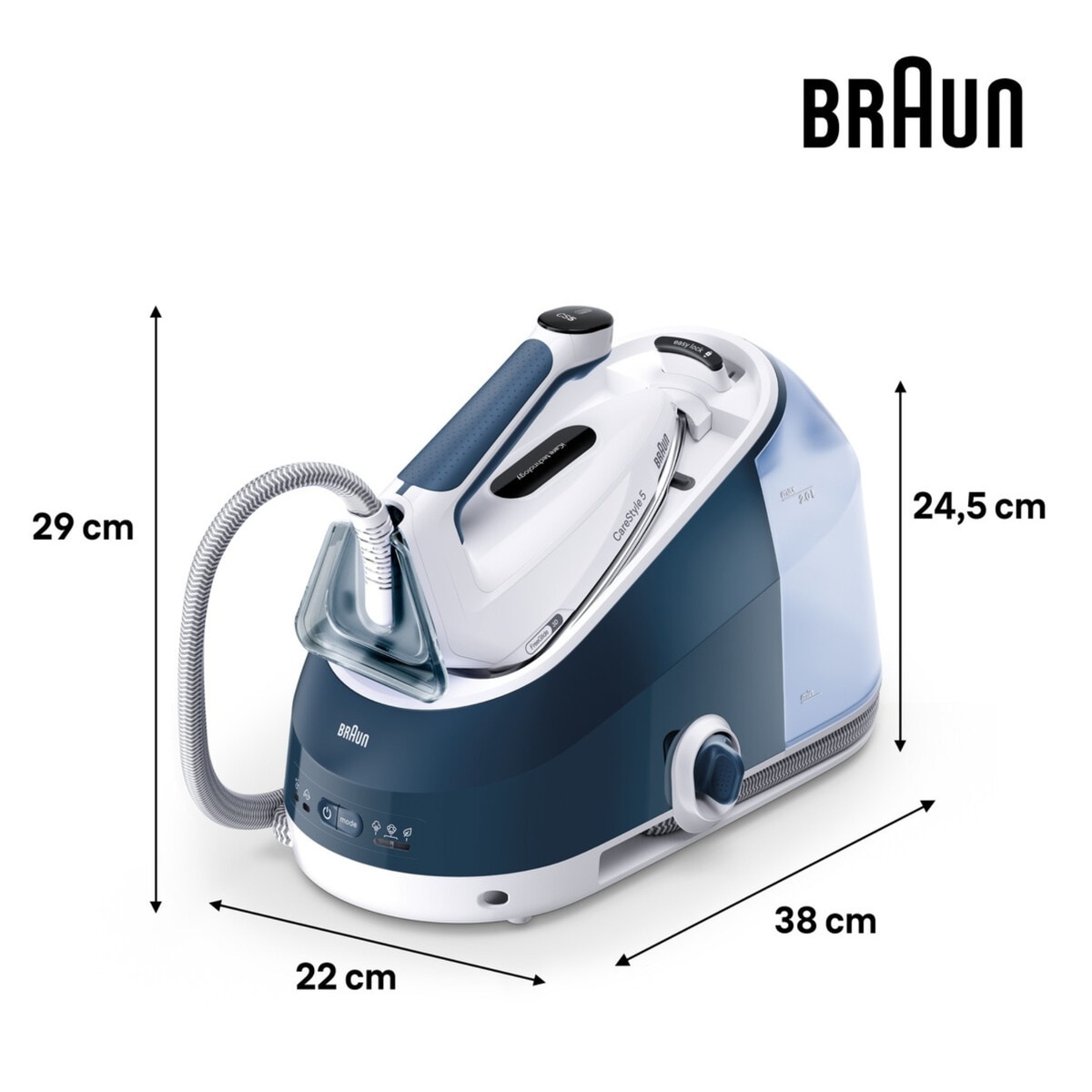 Ferro de Engomar com Caldeira Braun CareStyle 5 IS5245BL Ergonómico com Sistema de Vapor Extra Potente Azul-6
