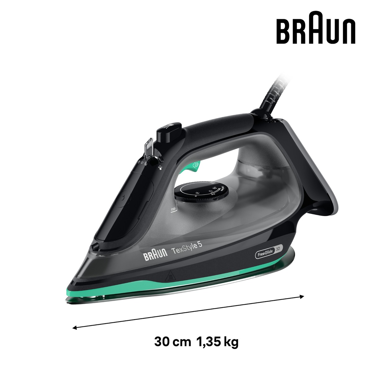 Plancha de vapor Braun TexStyle 5 SI5277GR con suela cerámica y función de vaporización vertical Negro / Verde-7