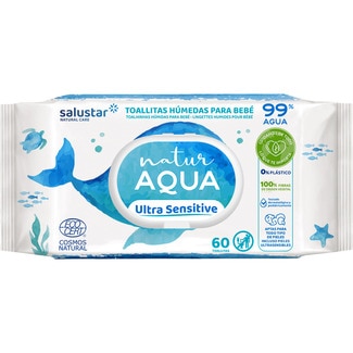 toallitas húmedas biodegradables para bebé Natur Aqua Ultra Sensitive paquete 60 unidades - Salustar