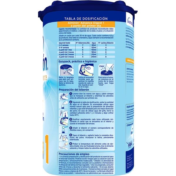 Advance 1 Digest leche para lactantes desde el primer día box 800 g para el manejo dietético de cólicos y estreñimiento