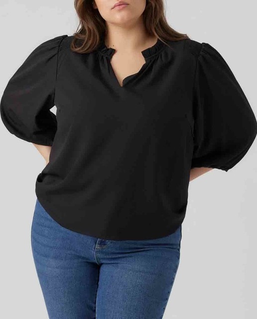 Imagen 0 de Top de mujer manga 3/4 escote pico Curve