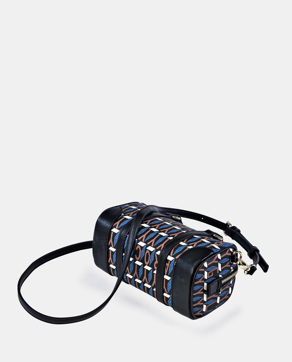 Mala de Mão Mini Estampada em Lona - Azul Azul-5