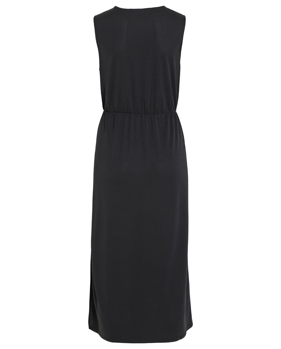 Vestido midi fluido Preto-6
